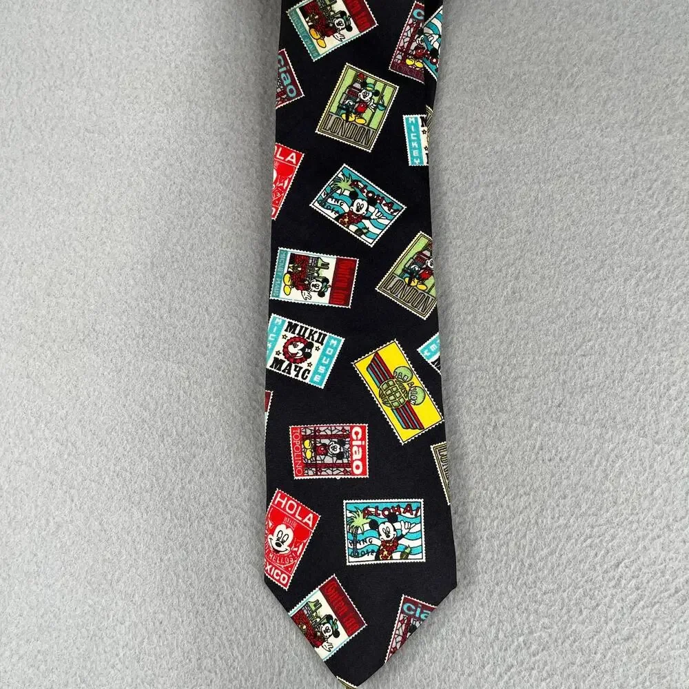 Balancine Disney The Tie Works Necktie Black Mickey All Over Made In USA Mens